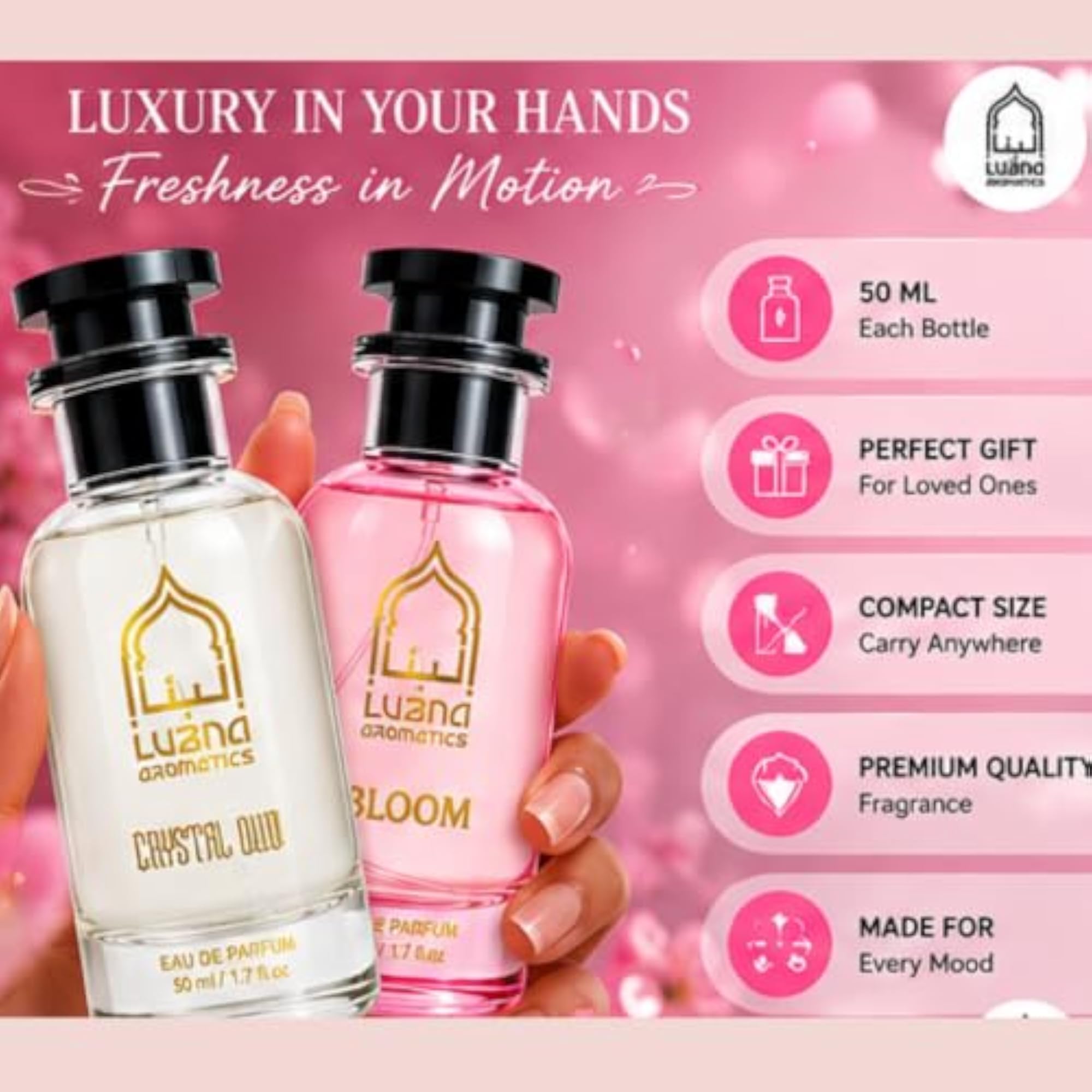 Crystal Oud & Bloom Luxury Perfume Gift Set, 2 x 50ML